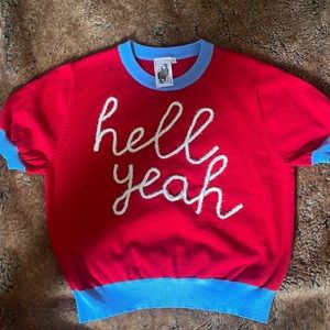 Read hell yeah crewneck queen of hearts short sleeve sweater